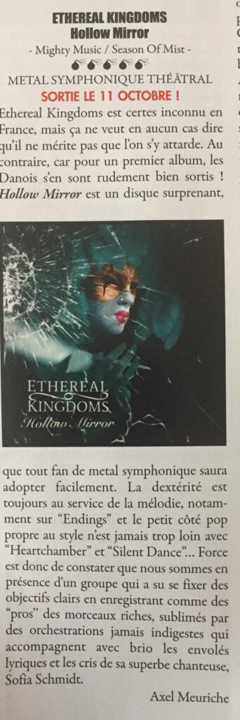 Ethereal Kingdoms Hollow Mirror review in Metallian. Symphonic metal mighty music 2019 