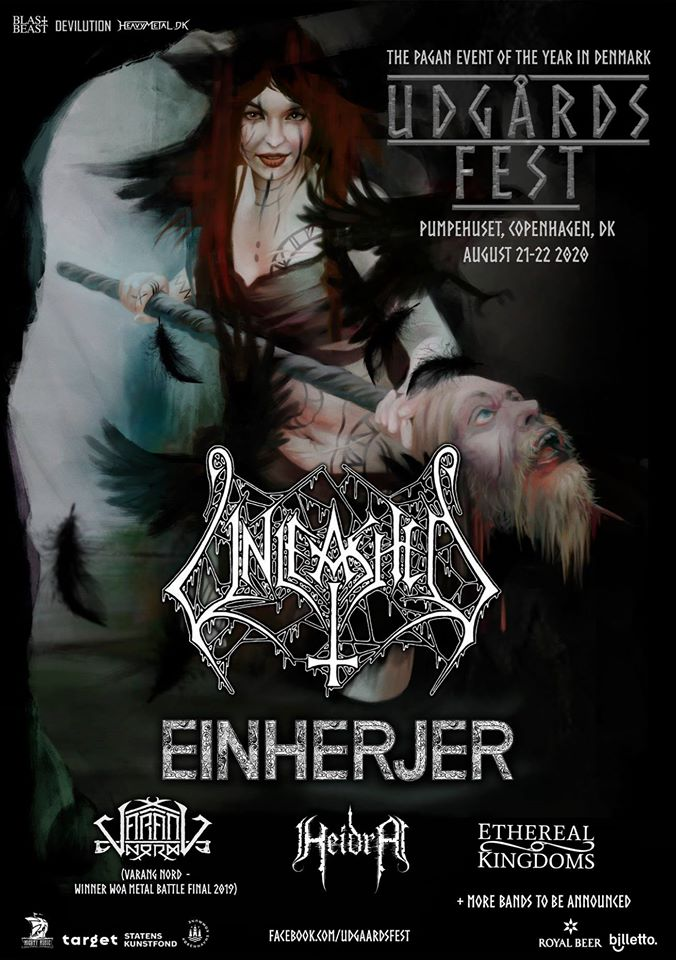 Udgårdsfest 2020 poster. Ethereal Kingdoms Unleashed Varang Nord Einherjer Heidra and more TBA. 